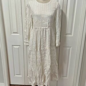New beautiful Zesica 100% cotton White Long Sleeve Tier Smocked Dress